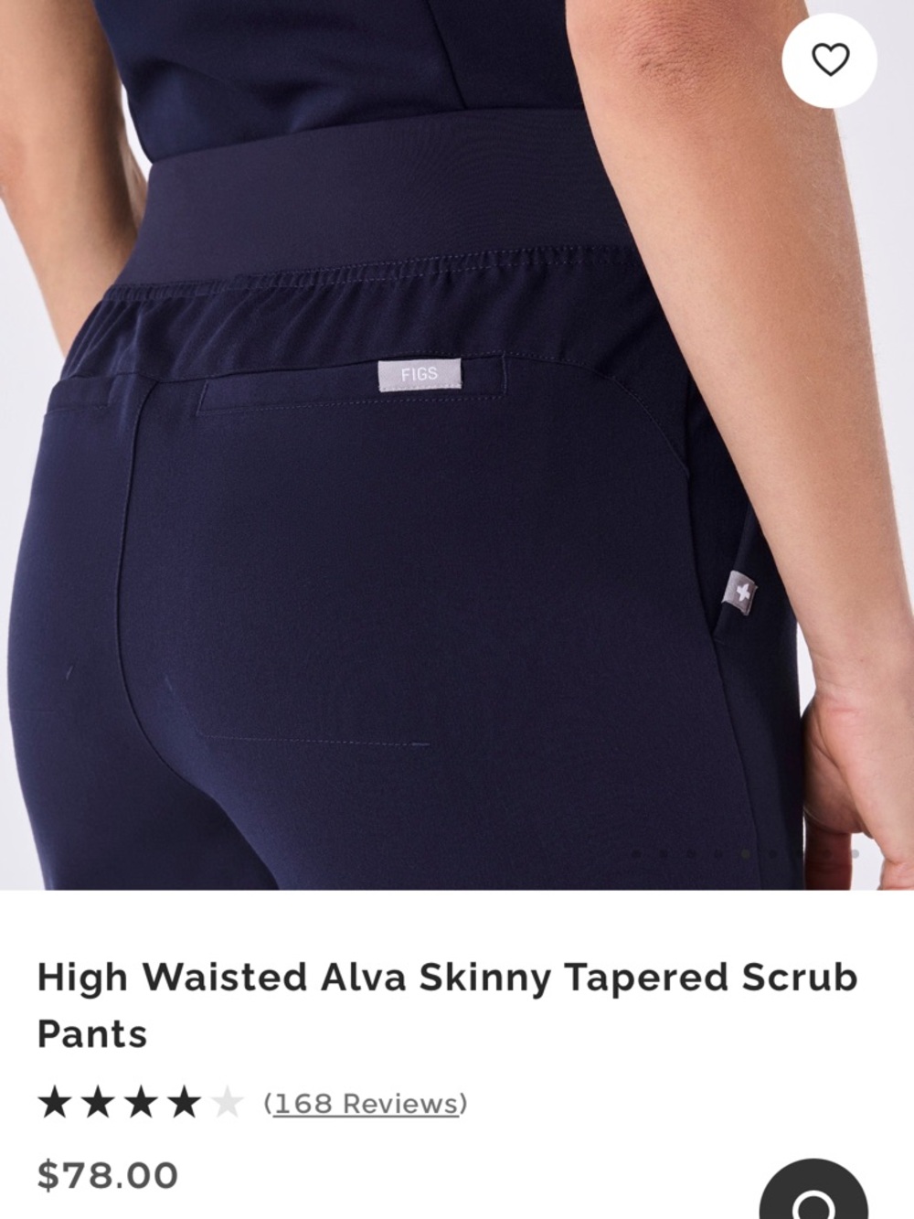FIGS NEW High Waisted Alva Skinny Fit Tapered Pants Scrub Pant S Navy Blue - Picture 3 of 16